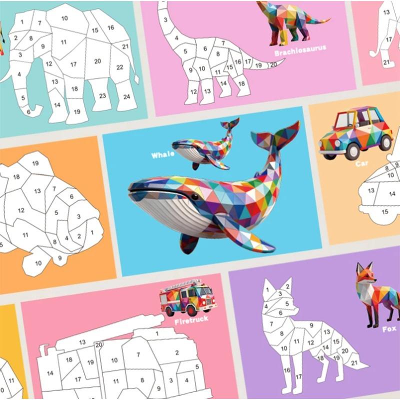 Geometric Sticker Puzzle Set - Five Themed Stickers Suitable For Children's Creative Color Matching And Fine Motor Skills