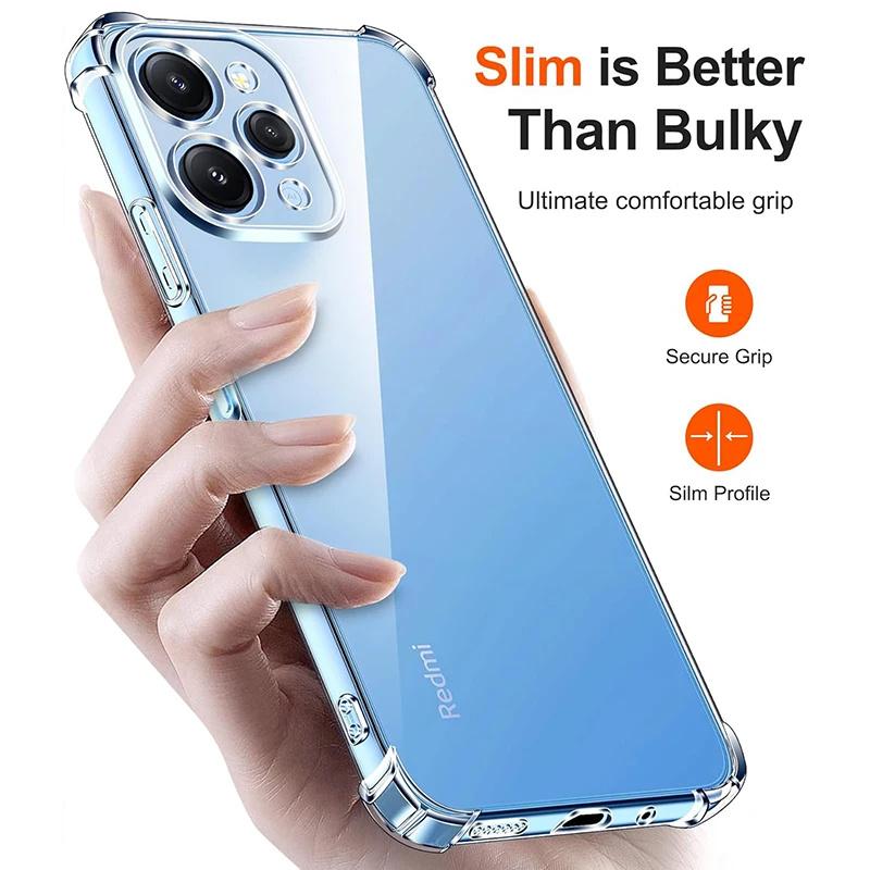 Shockproof Clear Silicone Soft TPU Case For Xiaomi Redmi 13C 12C Note 12S 12 Pro Plus Speed Turbo Ultra Thin Transparent Bumper
