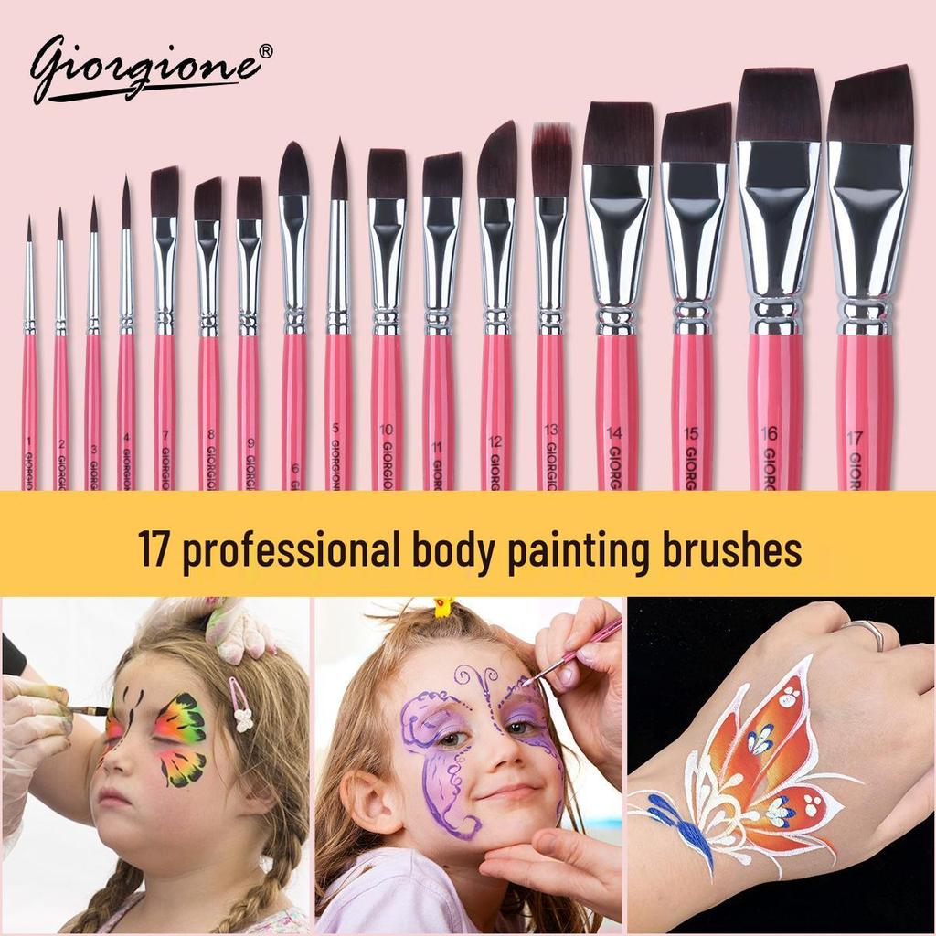 Giorgione 17-Piece Embossed Face & Body Paint Brush Set for Kids