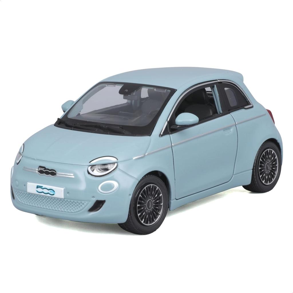 Bburago 1/24 Scale Fiat 500e 2023 Blue / Diecast Model Car, Finished Product, 18-21110 BU