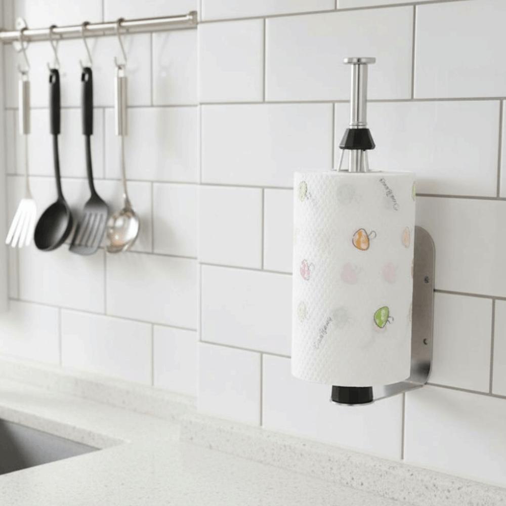 Stainless Steel Paper Towel Holder Adhesive Wall Mount Napkin Storage Rack Bathroom