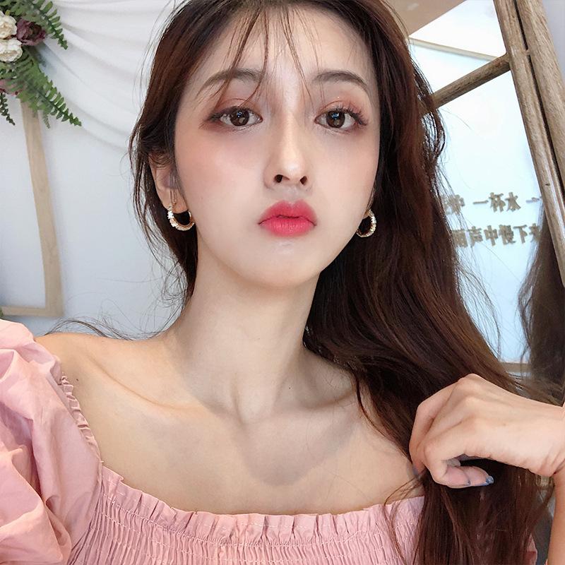 New Simple Diamond-encrusted C-shaped 911 Pure Silver Needle Stud Earrings Trendy Korean Temperament Internet Celebrity Earrings Open Earrings Earring