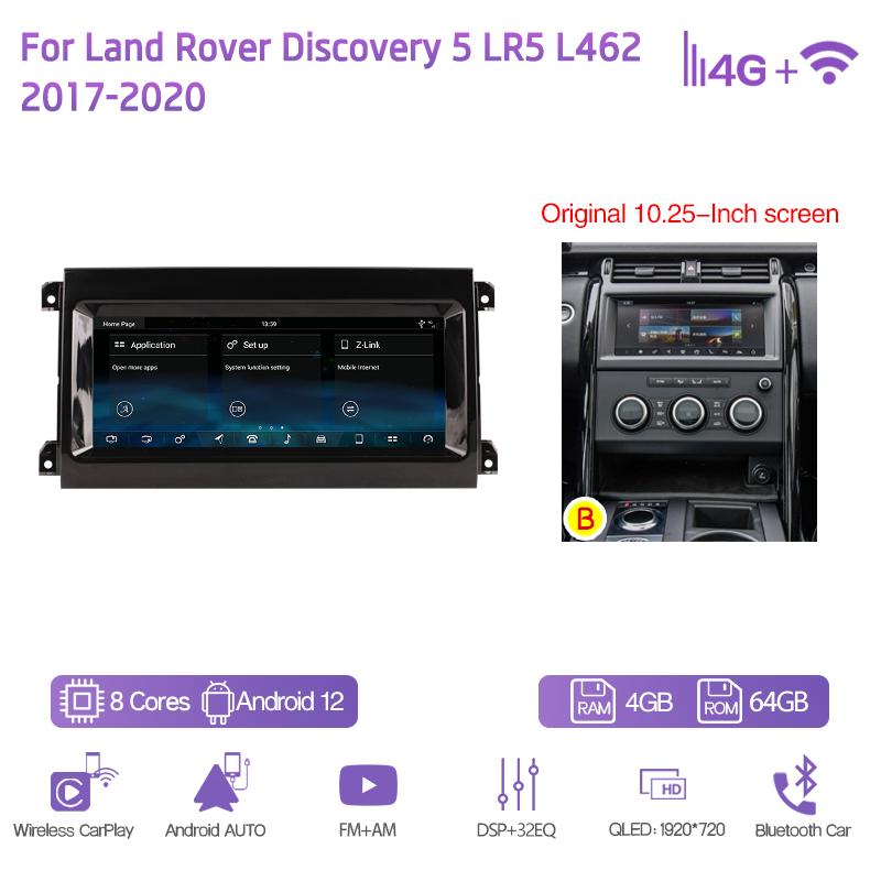 10.25" Car Multimedia Player For Land Rover Discovery 5 LR5 L462 2017-2020 GPS Navigation Radio CarPlay Android12 4G 360Camera
