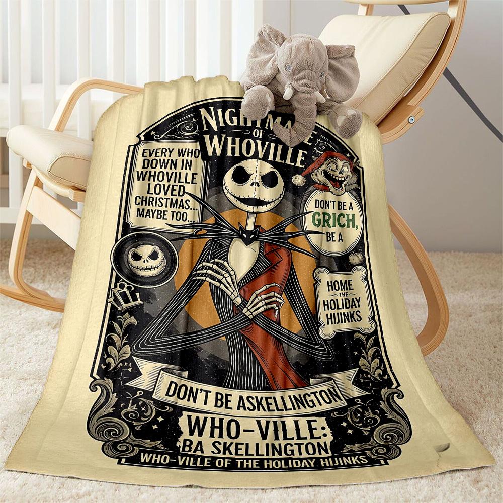 Christmas Nightmare Blanket Comfortable Great for Bedding Office Chair Sofa for All Occasions Playful Design Birthday Christmas Gift Blanket