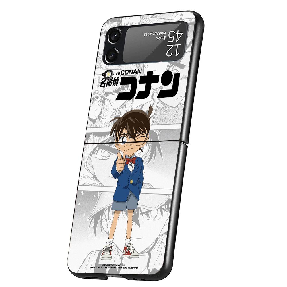 Anime Conan Cover Phone Case For Samsung Galaxy Z Flip 7 6 5 4 3 5G Flip7 Flip6 Flip5 Flip4 Flip3 Black Fundas Shell Galaxy Z Fl