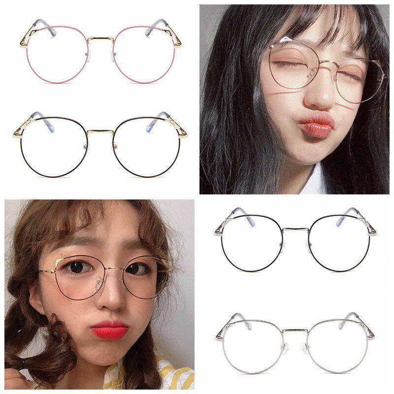 Buy Glasses Round Women Metal Glasses Literary Anti-Blu-ray Flat