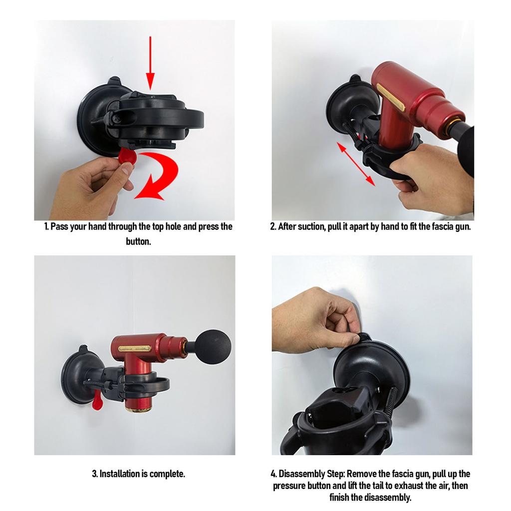 Massage Gun Wall Mount Vacuum Suction Cup Adjustable Universal Fit Easy To Install Fascia Gun Wall Mount Black