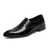 Men's Shoes Spring Crocodile Pattern Casual Shoes Pointed Business Dress Leather Shoes British Retro Casual Single Shoes Men