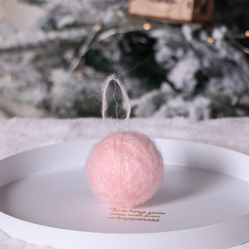 5cm Woolen Ball Christmas Tree Pendant Red Pink White Xmas Drop Ornaments Christmas Decoration For Home 2025 Christmas