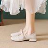 Mary Jane shoes for women round head French line with pearl pumps for women chunky heels