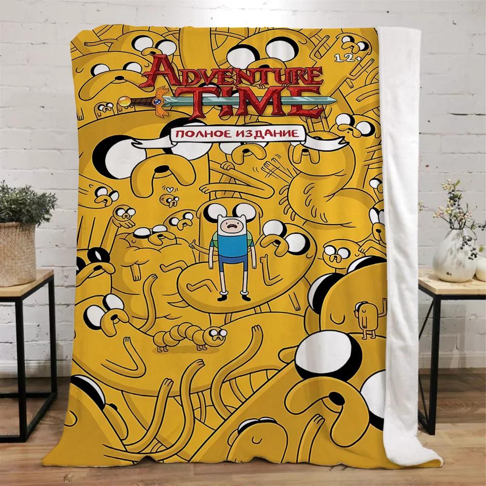Adventure Time Coperte Spesse per l'Inverno Coperta Letto Lavorata a Maglia a Quadri Casa e Decorazione Biancheria da Letto in Microfibra Asciugamano da Spiaggia Coperta per Riposo