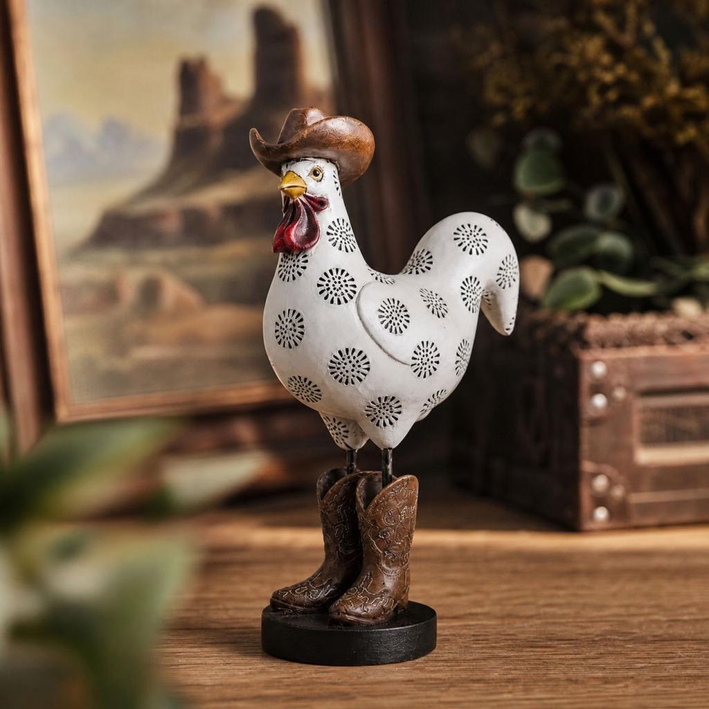 Vintage cowboy rooster sculpture