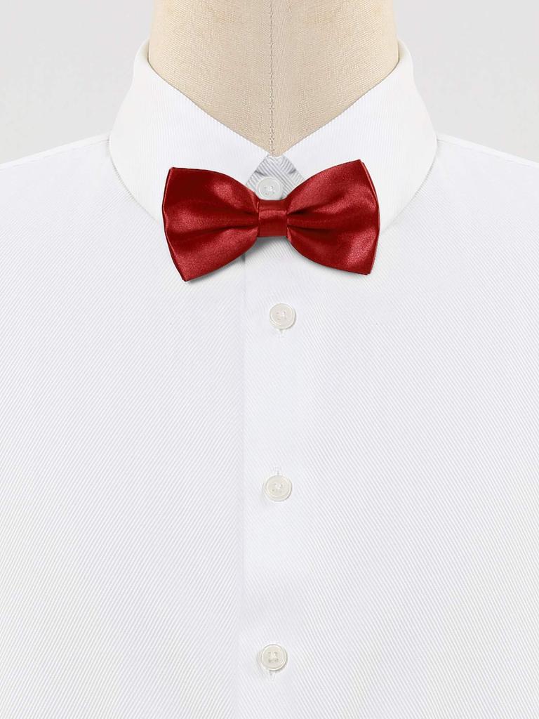 [Allegra K] Bow Tie, Formal Bow Tie, Ribbon, Wedding, Entrance Ceremony, Adult, Adjustable, Solid Color, Men's, Wine Red, Free Size