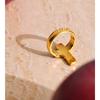 Eetit Size 7 Shiny Cubic Zirconia Cross Fashion Casting Ring for Women Golden PVD Stainless Steel Premium Jewelry Rust Proof