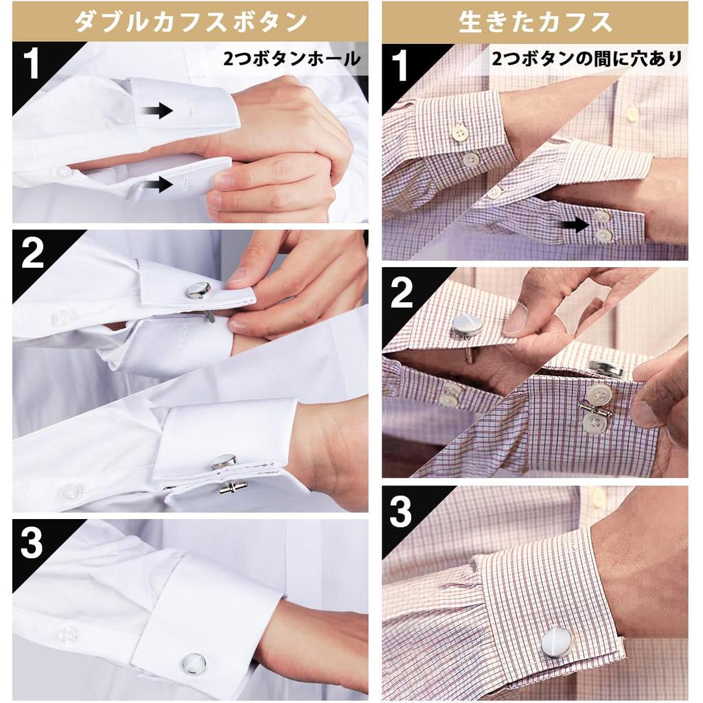 [FACIACC] Men's Silk Tie, Pocket Square, Tie Clip, and Cufflinks 4-Piece Set for Weddings and Special Occasions - Striped Pattern, Handkerchief Dot