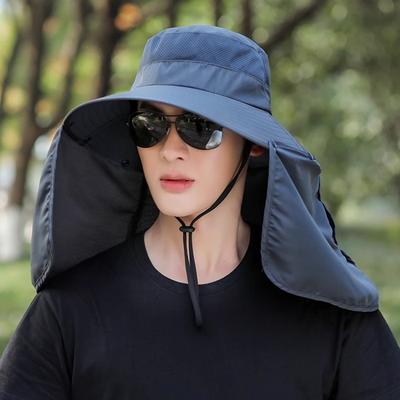 Sunscreen Hat Men's Summer Sun Hat Fishing Hat Big Brim Face Covering Bucket Hat Anti-purple Line Sun Hat