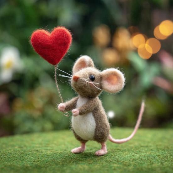 Handmade Felt Mouse Plush Toy Cute Animal Ornament Soft Charming Home Decor Unique Gift for Collectors