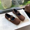 Ladyshoes Versatile Fashion Women's Shoes Retro Square Head Shallow Mouth Small Single Shoes One Word Mary Jane Flat Bottom Soft Sole 2025 New