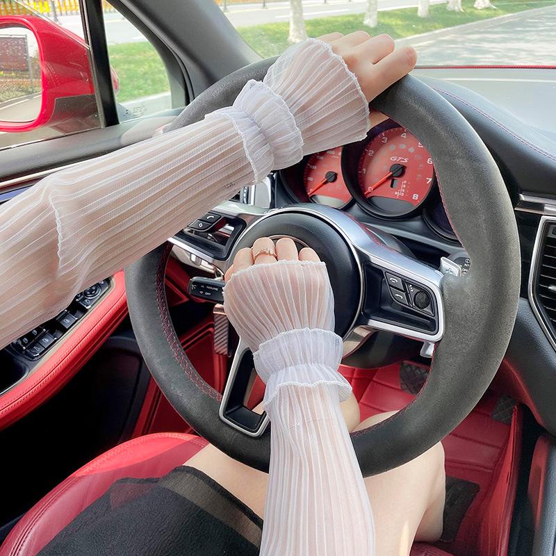 

Lace Ice Silk UV Protection Sleeves for Summer Driving and Cycling One Size