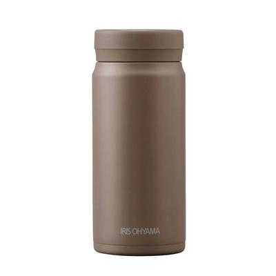Iris Ohyama Wasserbecher, Schraubverschluss, leicht zu waschen, Vakuum hält für 6 Personen, Edelstahl, Mokkaflasche, Flasche, 350 ml, Mund, Design, isoliert,