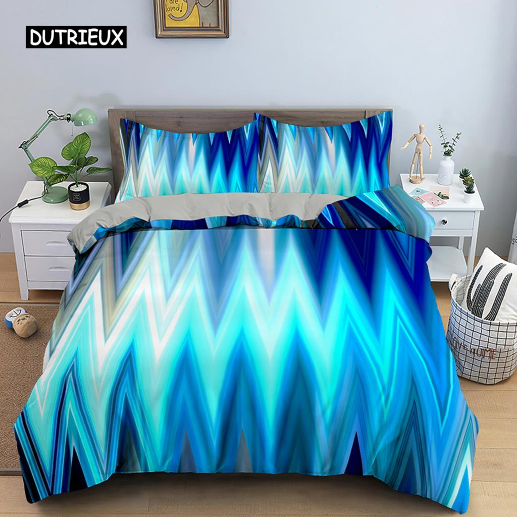 Abstract Duvet Cover Set King Microfiber Blue Psychedelic Bedding Set 2/3 Pcs Queen Size Warped Space Theme Twin Comforter Cover