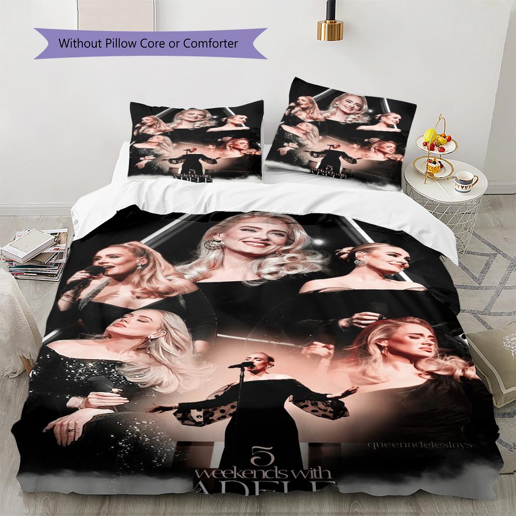 Adele Muster Bettwäscheset Bettbezug Kissenbezug Heimdeko Geschenk (1 Bettbezug + 2 Kissenbezüge, ohne Füllung)