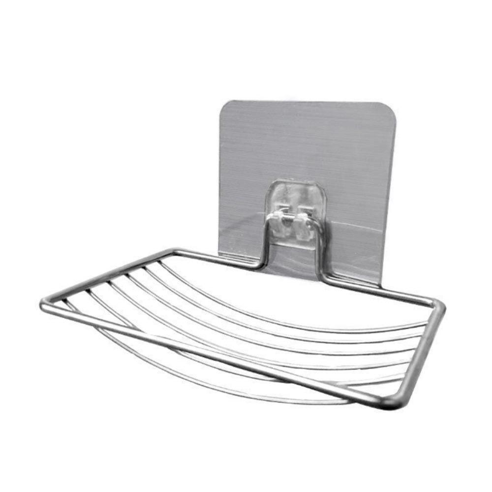 No Drill Soap Dish Stainless Steel Durable Wall Mounted Soap Holder Bathroom Soap Rack Bathroom Accessories Bathroom Decor 1PC