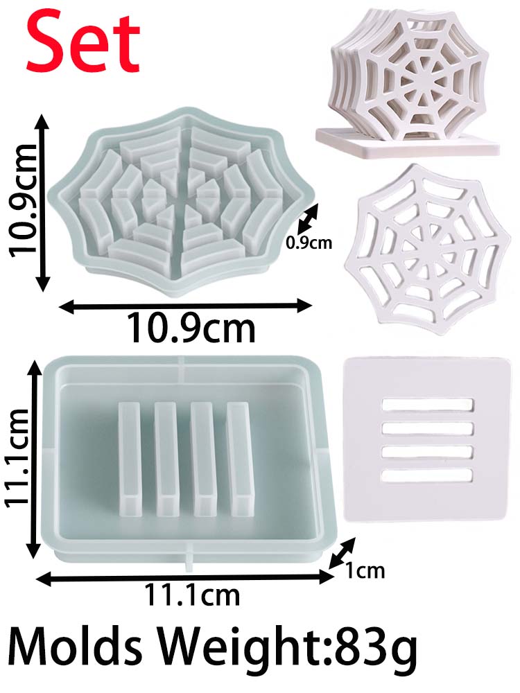 

Halloween Spider Web Coaster Set Silicone Mold DIY Skull Pumpkin Storage Tray Casting Molds Plaster Resin Craft Gifts Making