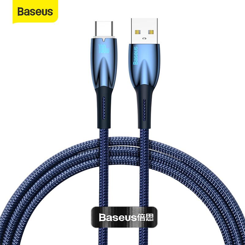 

Кабель Baseus USB C, умный светодиодный индикатор, 100 Вт, кабель для быстрой зарядки данных, USB-кабель для Type-C, 6A, шнур мобильного телефона для ноутбука Xiaomi Huawei