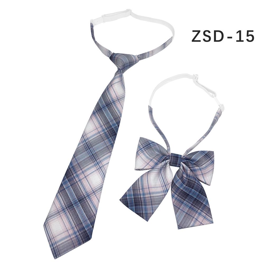 Unisex JK Collar Plaid Bowknot Flower Set - Polyester Cotton Student Uniform Accessory