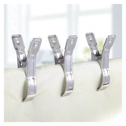 ShuaWdk Stainless Steel Clothespins, Futon Clips, Beach Chair Clips (Large Size), 12cm Pole Clips, Strong Windproof Clothespins for Hangers, Clothes D