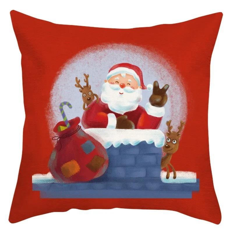 Weihnachts-Themen-Kissenbezüge Auto Zubehör Büro Santa Claus Wohnzimmer Sofa Hause Kissenbezüge