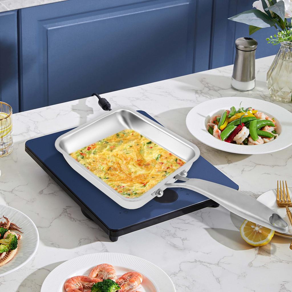 Tamagoyaki-Pfanne aus Edelstahl, japanische Omelettpfanne mit Griff, multifunktionale rechteckige Eierrollenpfanne für das Frühstück in der Küche