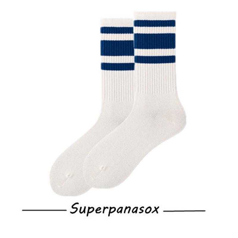 Cityboy West Coast Striped Skateboard Mid-Calf Socks for Men & Women - Trendy Workwear Style Cotton Socks