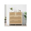 Armoire En Rotin De Haute Qualité À 4 Tiroirs Avec Poignées En Bois Massif Dimensions : L80/H80/T38 Cm