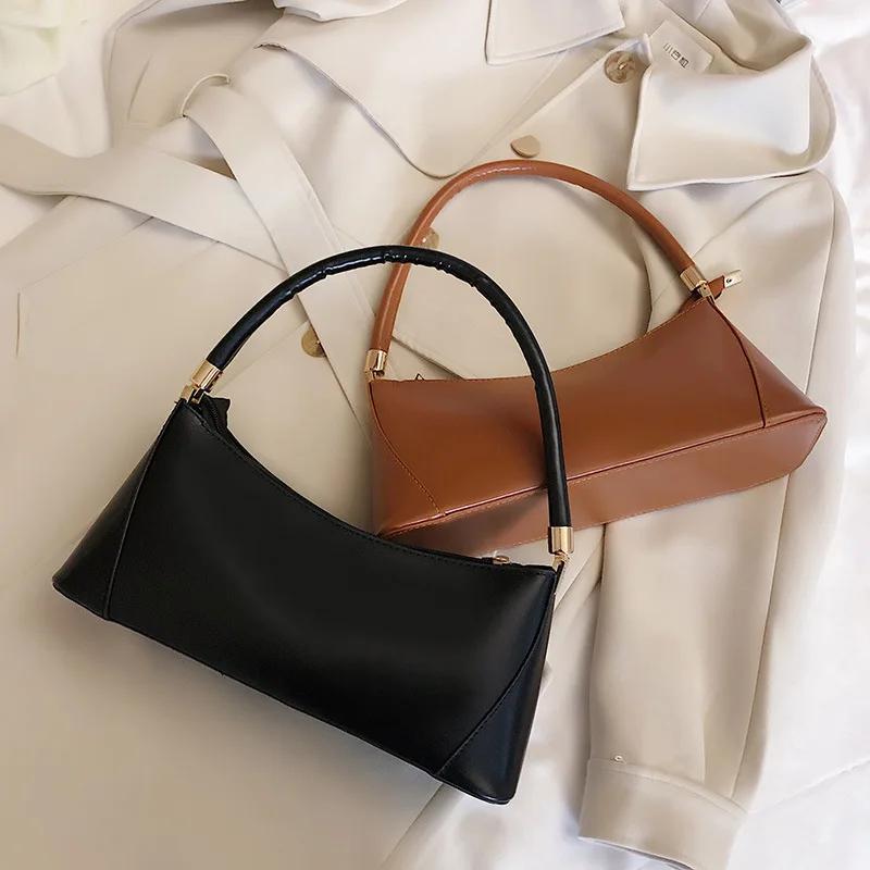 Retro Monochromatic PU Shoulder Bag for Women  Small Square Bag