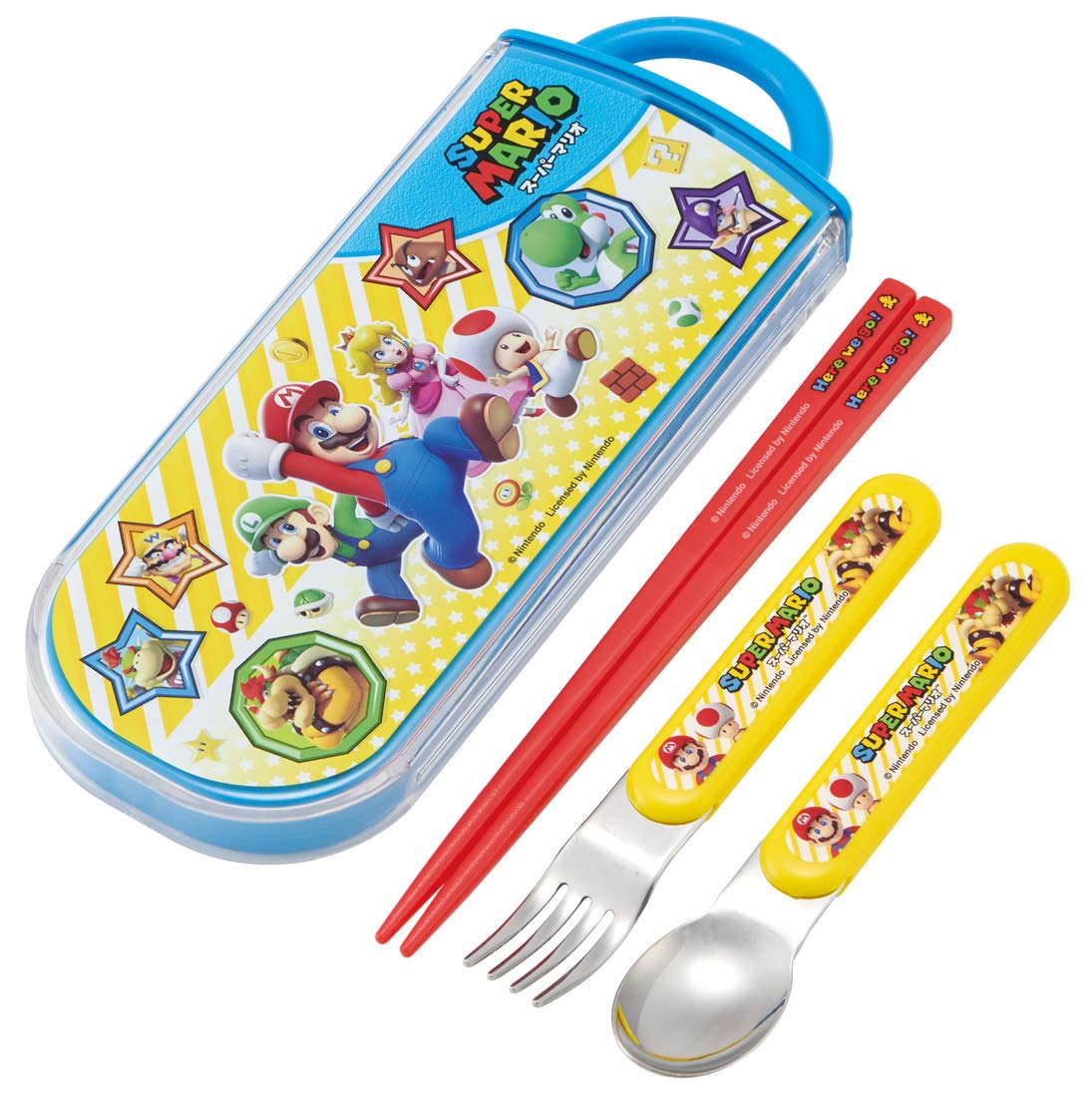 

Skater Antibacterial Slide Trio Set Lunch Box Chops Spoon Fork Super Mario Boys Made in Japan Children TACC2AG-A