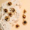 Irregular 3D Tiger's Eye 18K Gold Plated Stainless Steel Pendant Necklace.