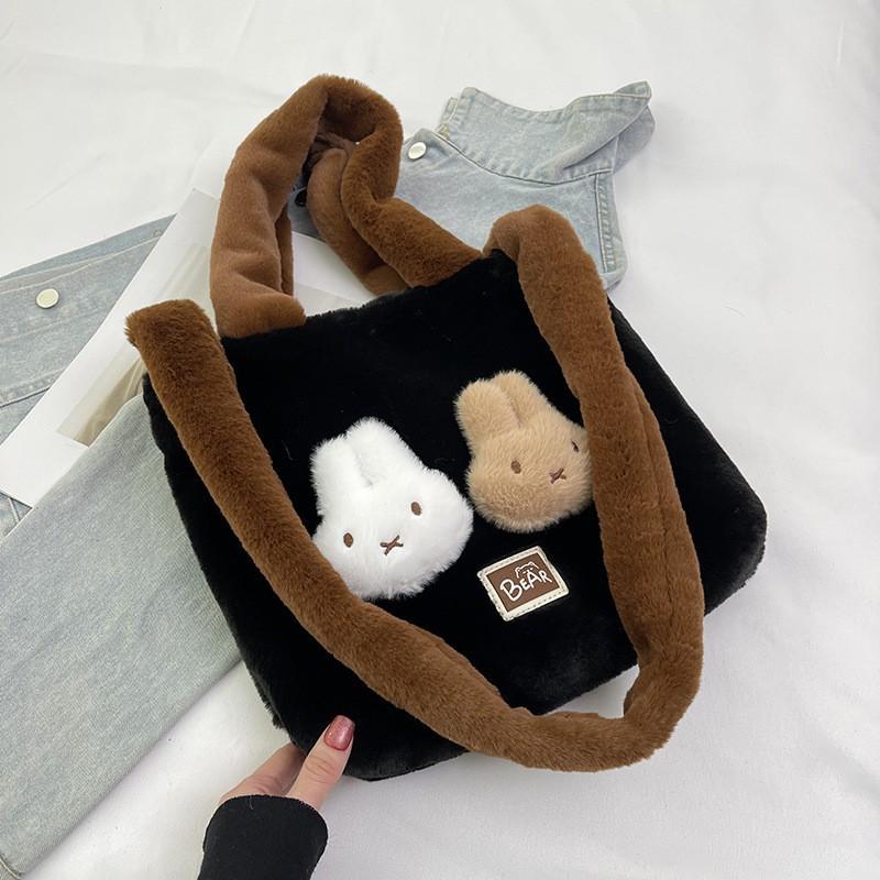 Large-capacity Plush Tote Bag Female Ins Cute Rabbit Armpit All-matching Girl One-shoulder Cross-body