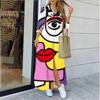 Fashion Long Sleeve Print Women Loose Fit Casual Maxi Dress