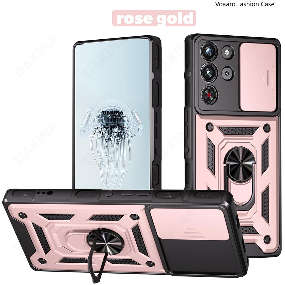 Slide Lens Armor Funda for ZTE nubia RedMagic 10 Pro 5G Case for ZTE nubia RedMagic 10 Pro 5G Case Magnetic Ring Stand Cover