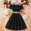 One-shoulder Suspender-stitched Lace Fashionable Girls' Dress