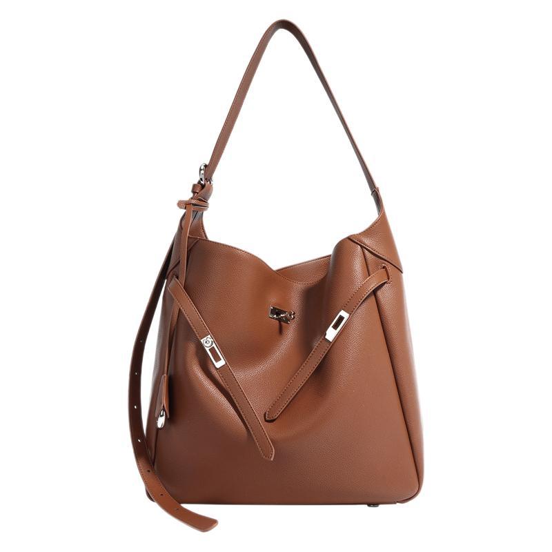 Casual Versatile Belt Buckle Shoulder Handbag Underarm Bag Bucket Bag 2025 Niche New Model