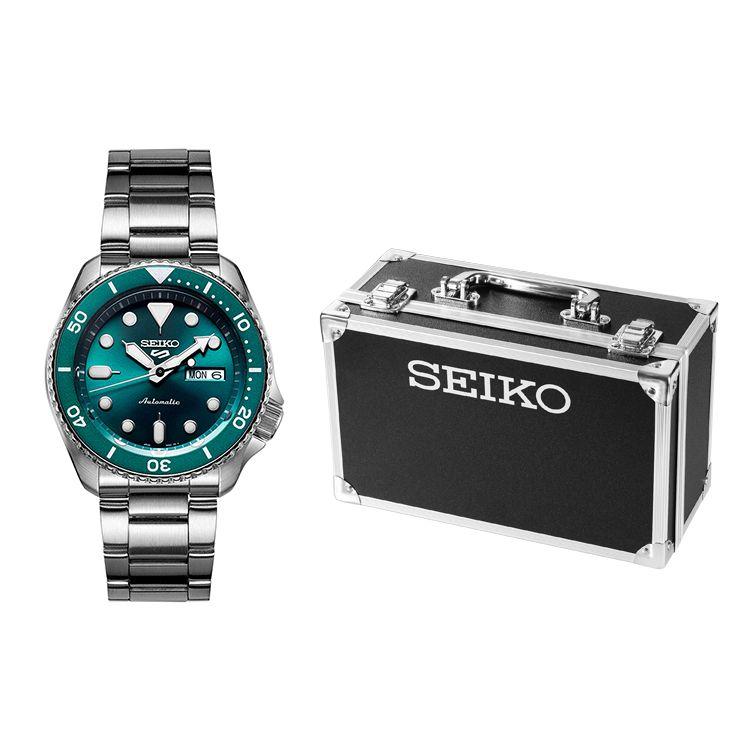 Seiko 5 Brand Gift Box Mechanical Movement Watch Men Watches Green SRPD61K1 Regular Watch Box,Coral Green Watch Dial