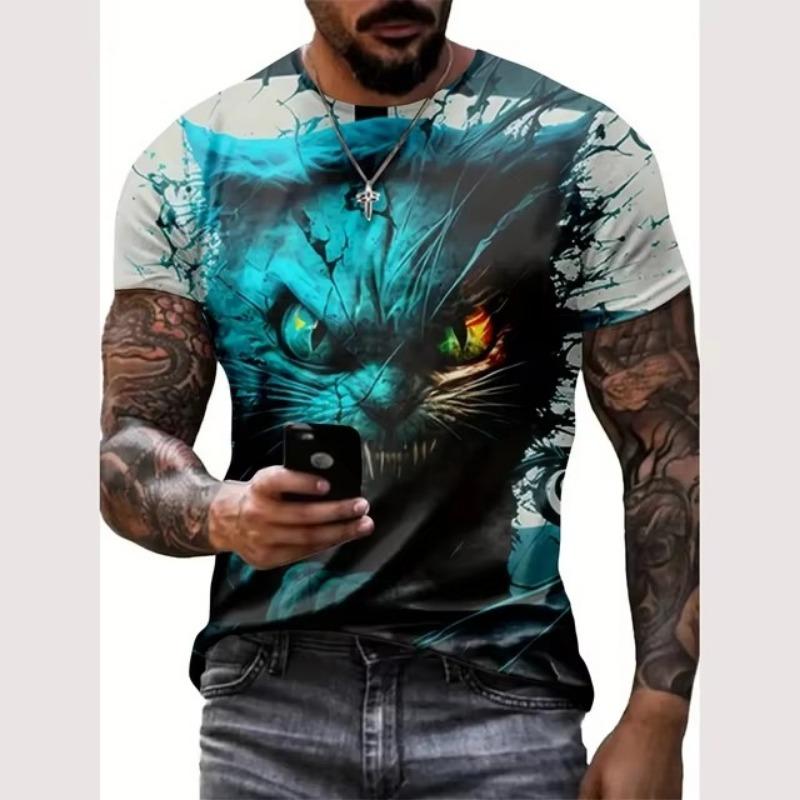 Summer Men's T Shirt Street Casual Short Sleeve Cartoon Print Funny Animal T-Shirts Fashion Streetwear Male Oversized Clothing