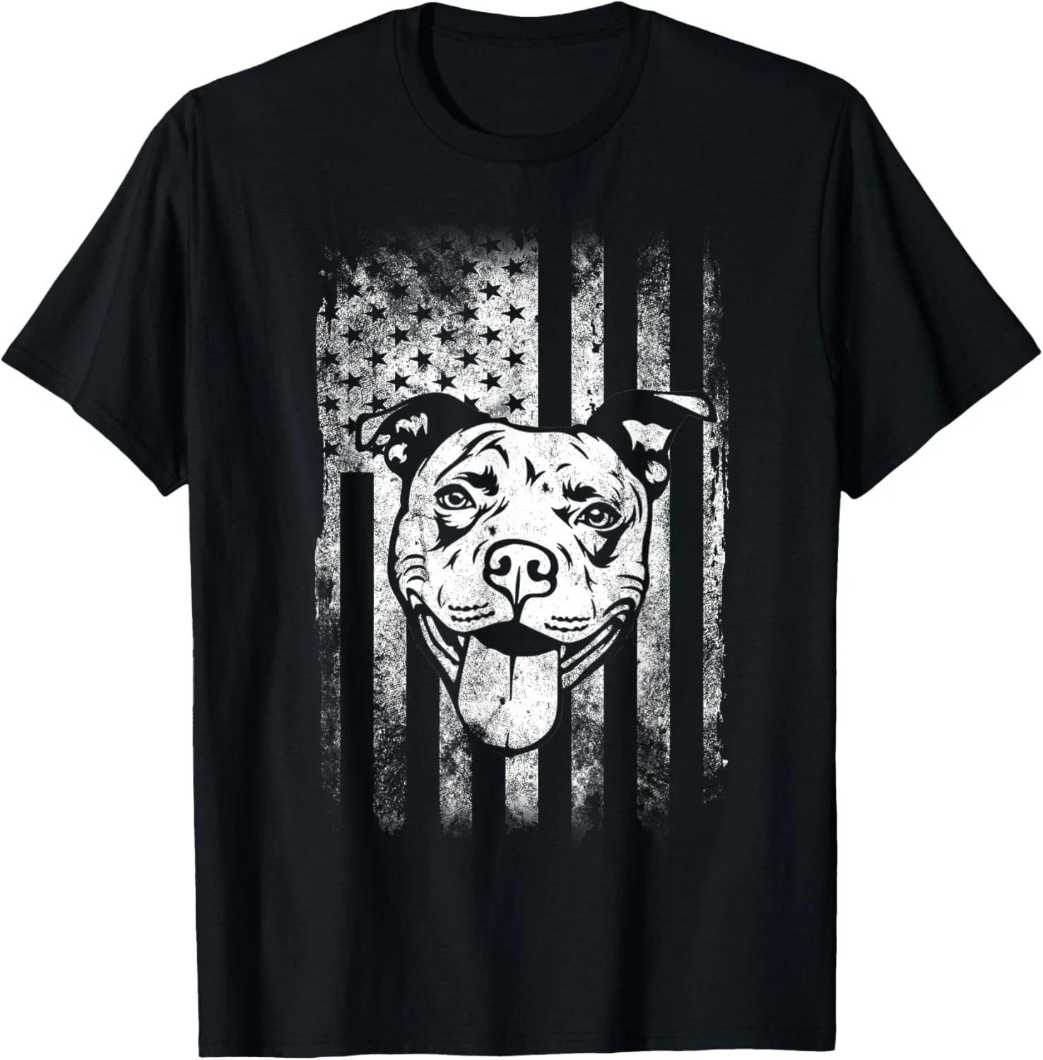 Patriotic Pitbull American Flag Dog Lover Gift Unisex T-Shirt 3XL