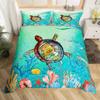 3D Octopus Sea Turtle Duvet Cover Retro Sailboat Crab Reptile Bedding Set Marine Mediterranean Style Jellyfish Comforter Cover
