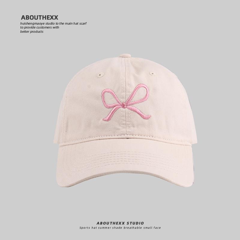 Bow Embroidered Baseball Cap With Sunshade And Breathable Cotton For Teens And Adults