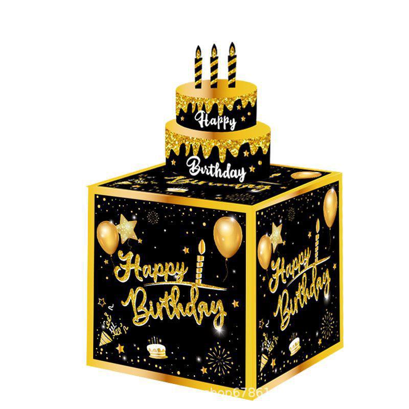 1pcs Birthday Cash Gift Box with Cake Card Funny Pumping Money Box Creative Birthday Gifts for Men Women
