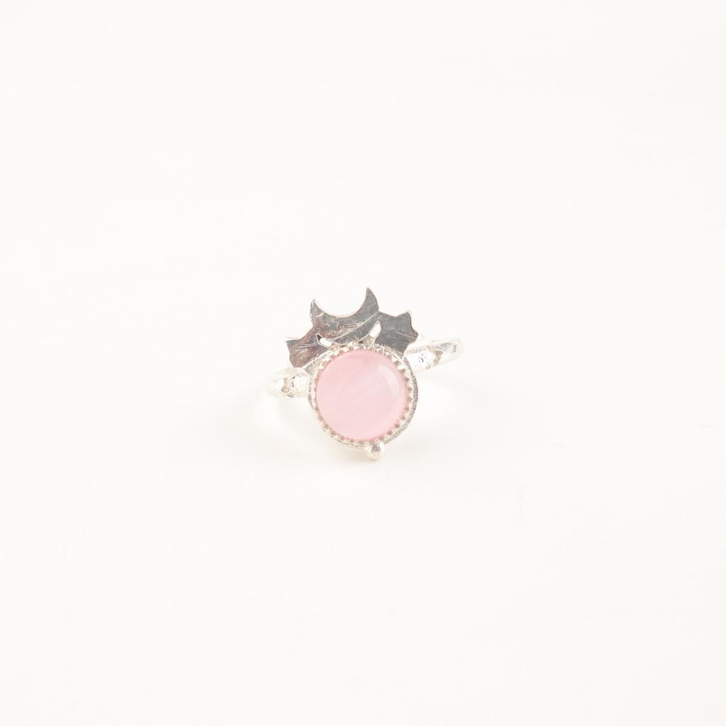Natural Pink Cat's Eye Gemstone 925 Sterling Silver Jewelry Handmade Women Ring RR-67-39